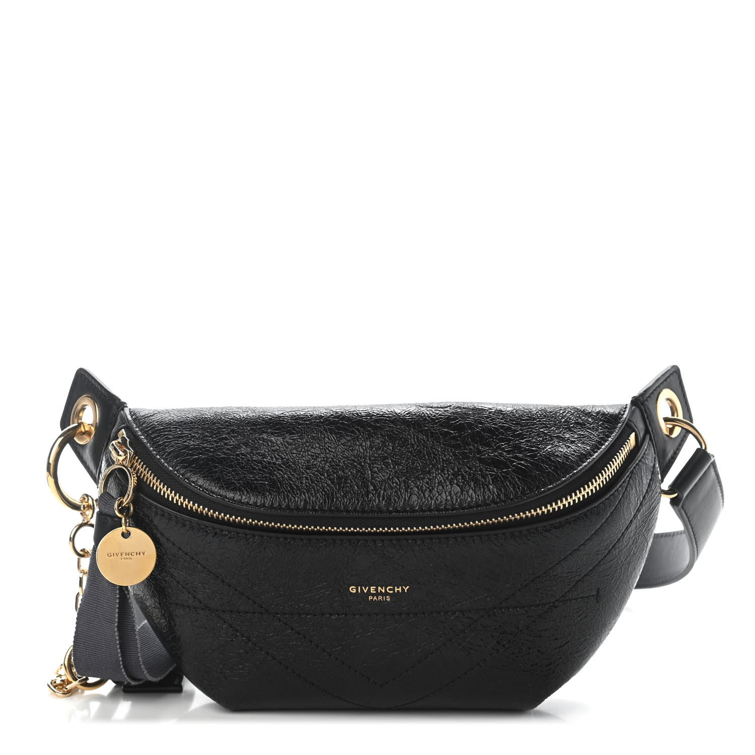 Givenchy Crackle Calfskin ID Belt Bag Black 1 of 12