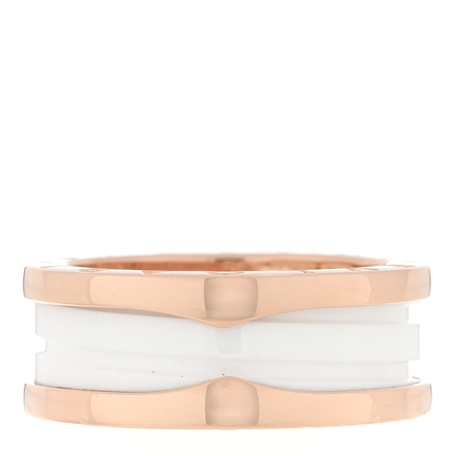 Bulgari 18K Rose Gold White Ceramic B.Zero1 Two-Band Ring 54 6.75 3 of 4