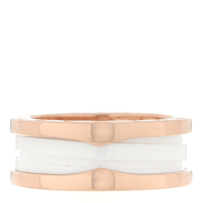 Bulgari 18K Rose Gold White Ceramic B.Zero1 Two-Band Ring 54 6.75 3 of 4