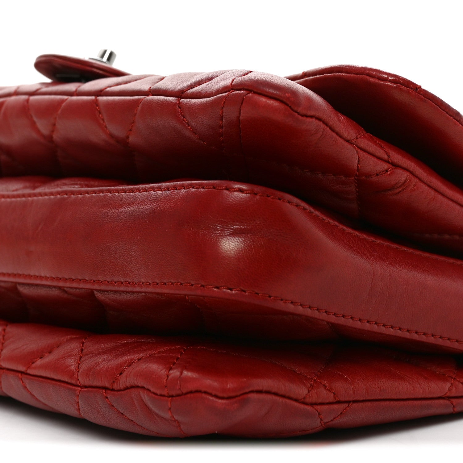 Chanel Lambskin Quilted Large 3 Flap Red 10 of 10
