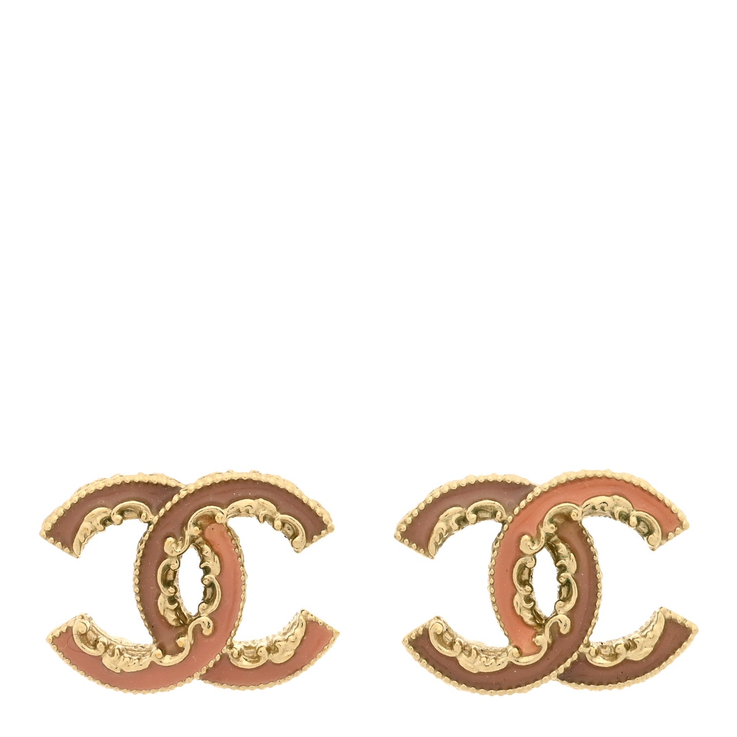 Enamel CC Baroque Earrings Light Pink Gold