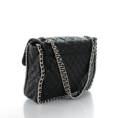 Chanel Washed Lambskin Quilted Maxi Chain Around Flap Black 3 of 7