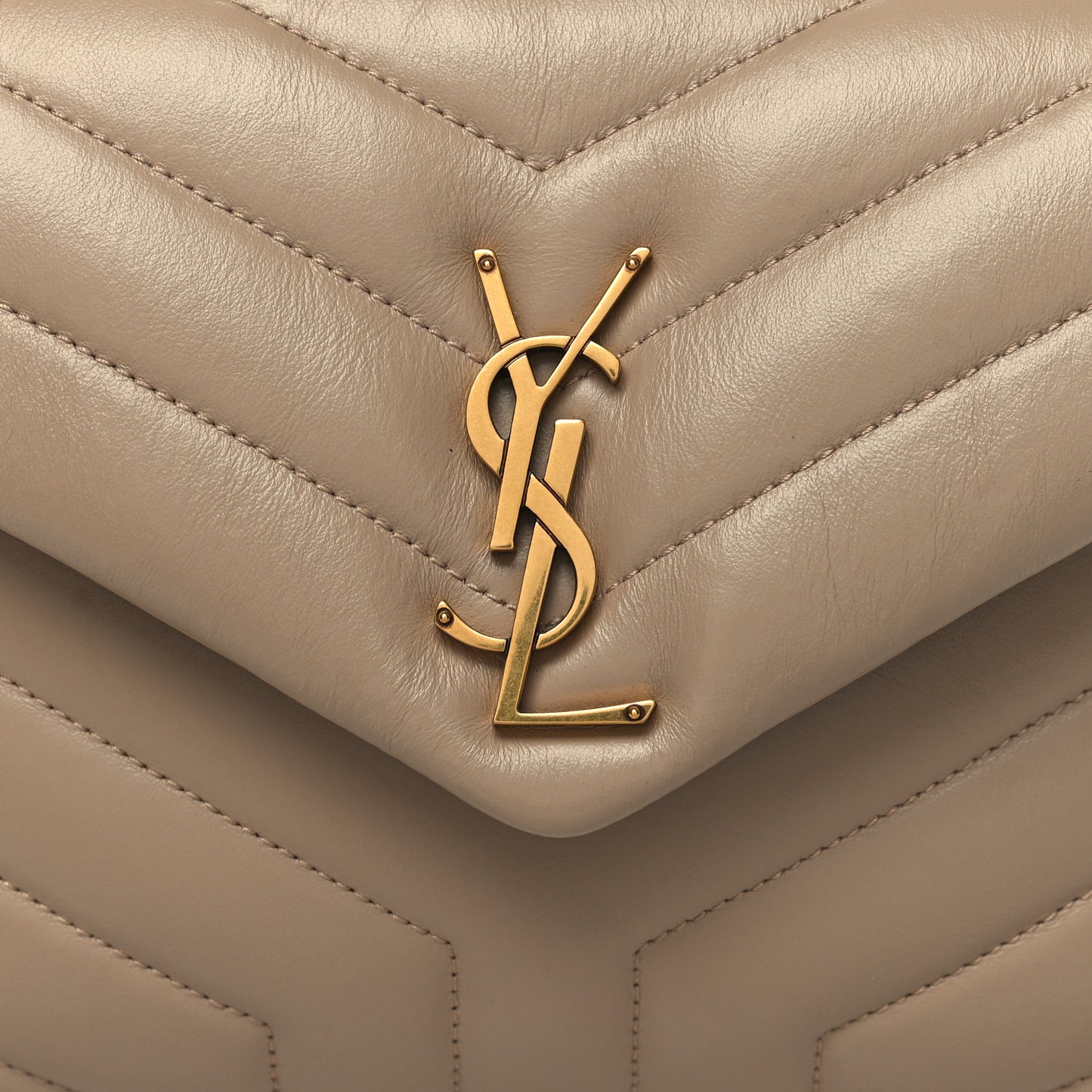 Calfskin Y Quilted Monogram Small Loulou Chain Satchel Light Natural