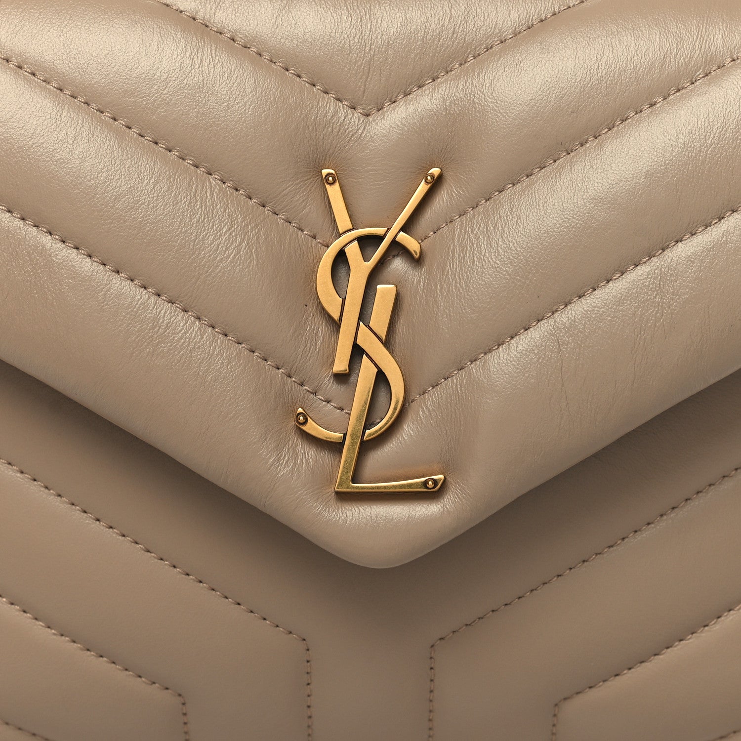 Saint Laurent Calfskin Y Quilted Monogram Small Loulou Chain Satchel Light Natural 9 of 11