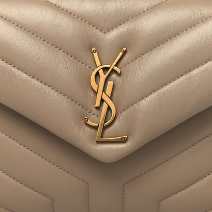Saint Laurent Calfskin Y Quilted Monogram Small Loulou Chain Satchel Light Natural 9 of 11