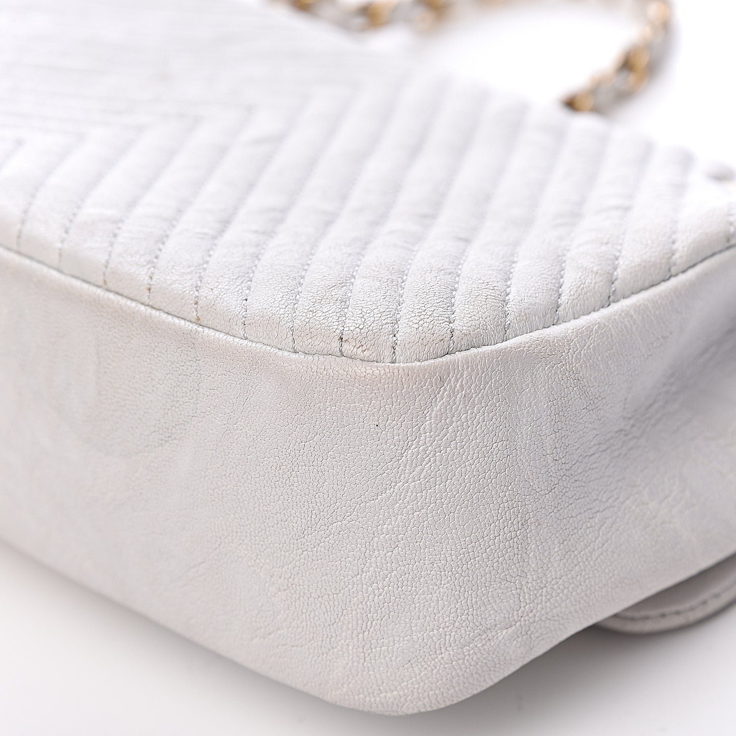 Calfskin Surpique Chevron Small Flap White
