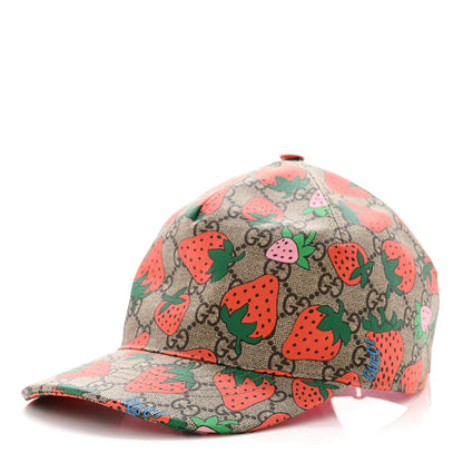 Gucci GG Supreme Monogram Strawberry Baseball Hat M Beige 3 of 20