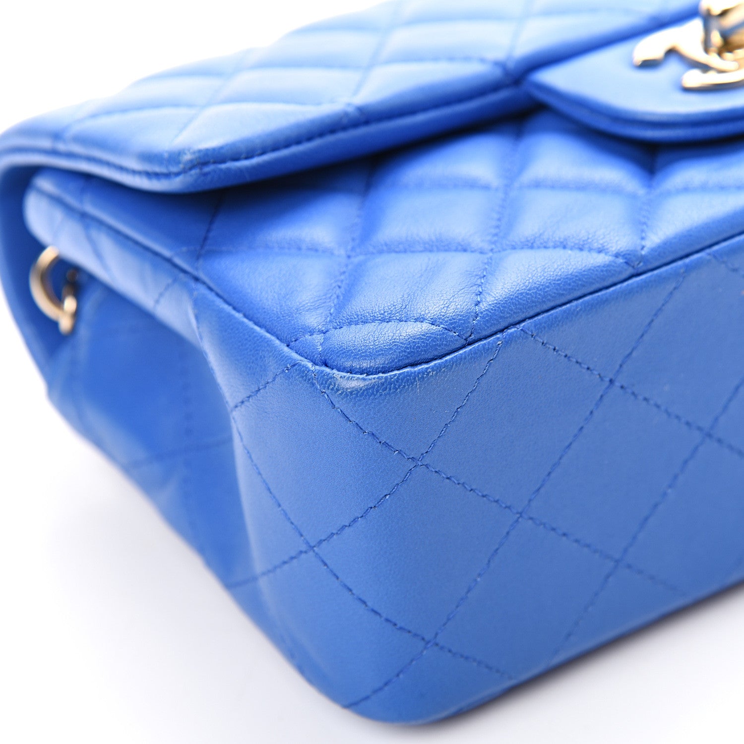 Chanel Lambskin Quilted Mini Rectangular Flap Blue 8 of 13