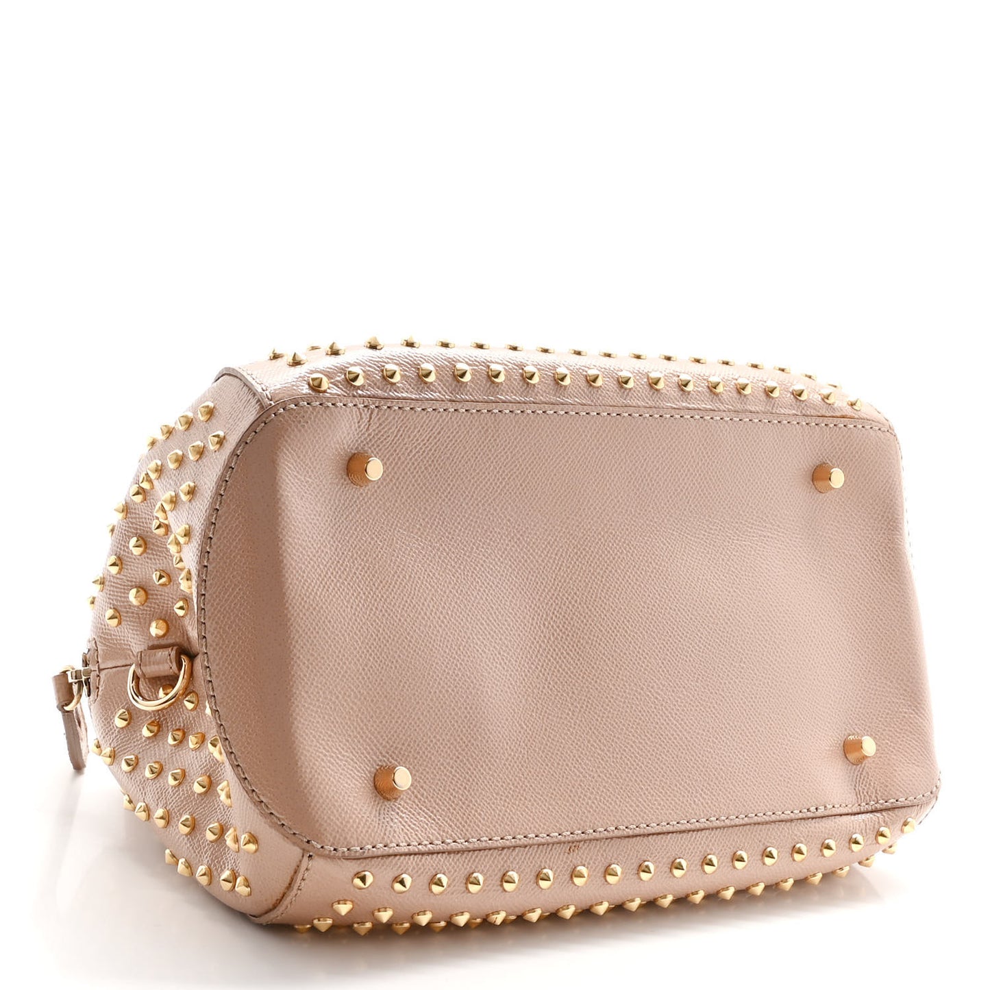 Patent Calfskin Studded Small Blaze Bowler Bag Oyster Pink