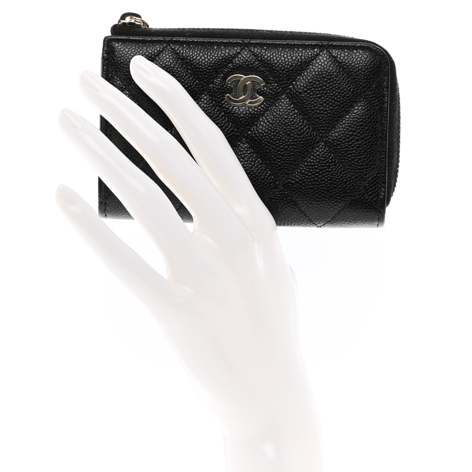 Chanel Caviar Quilted Zipped Key Holder Case Black 2 of 11