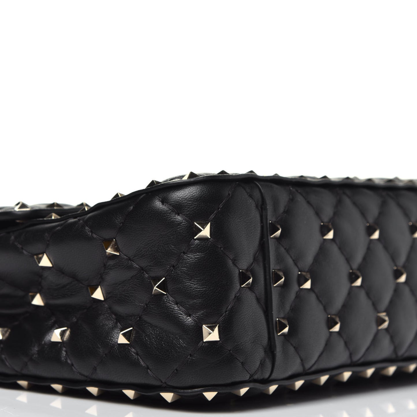 Lambskin Medium Rockstud Spike Shoulder Bag Black