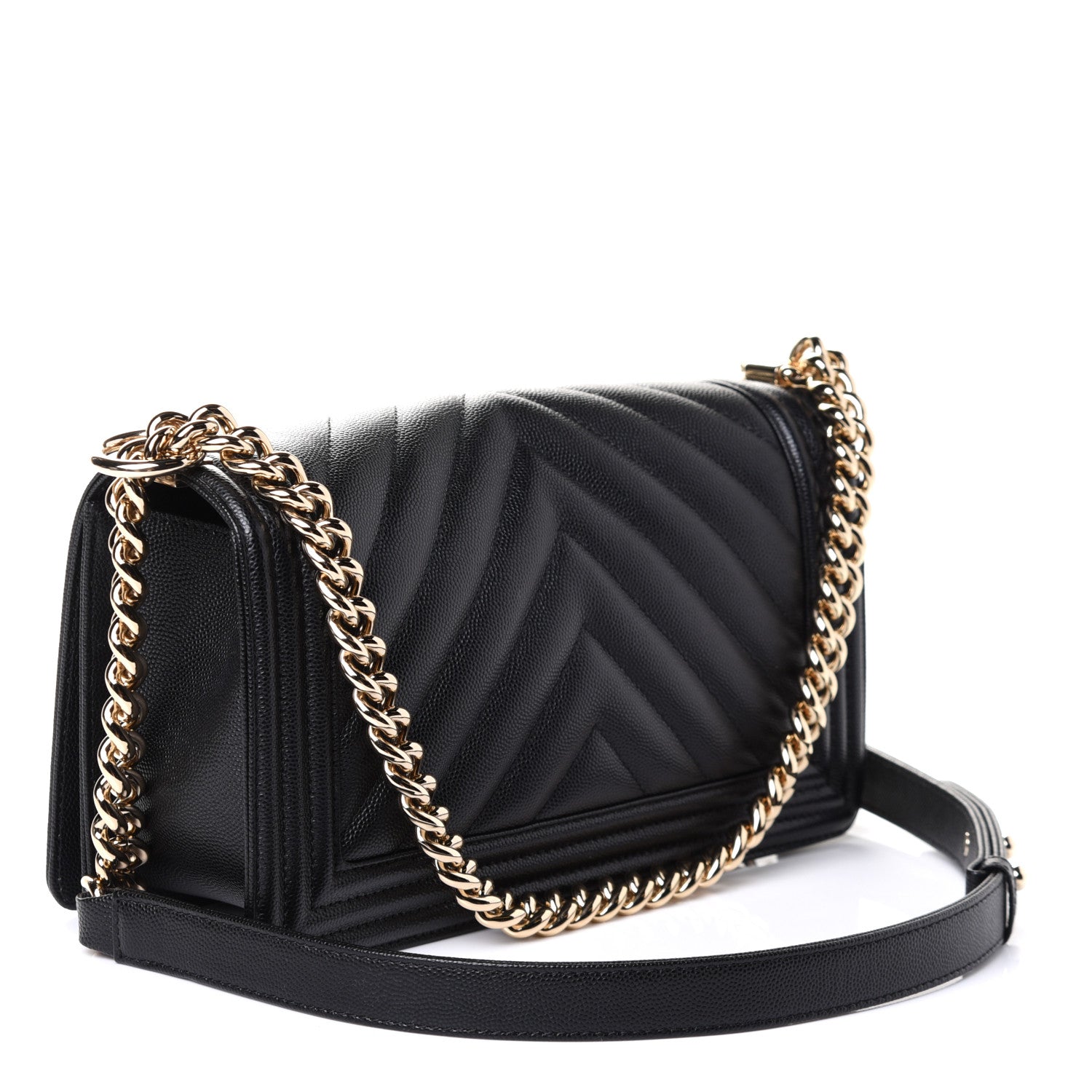 Chanel Caviar Chevron Quilted Medium Boy Flap Black 3 of 6