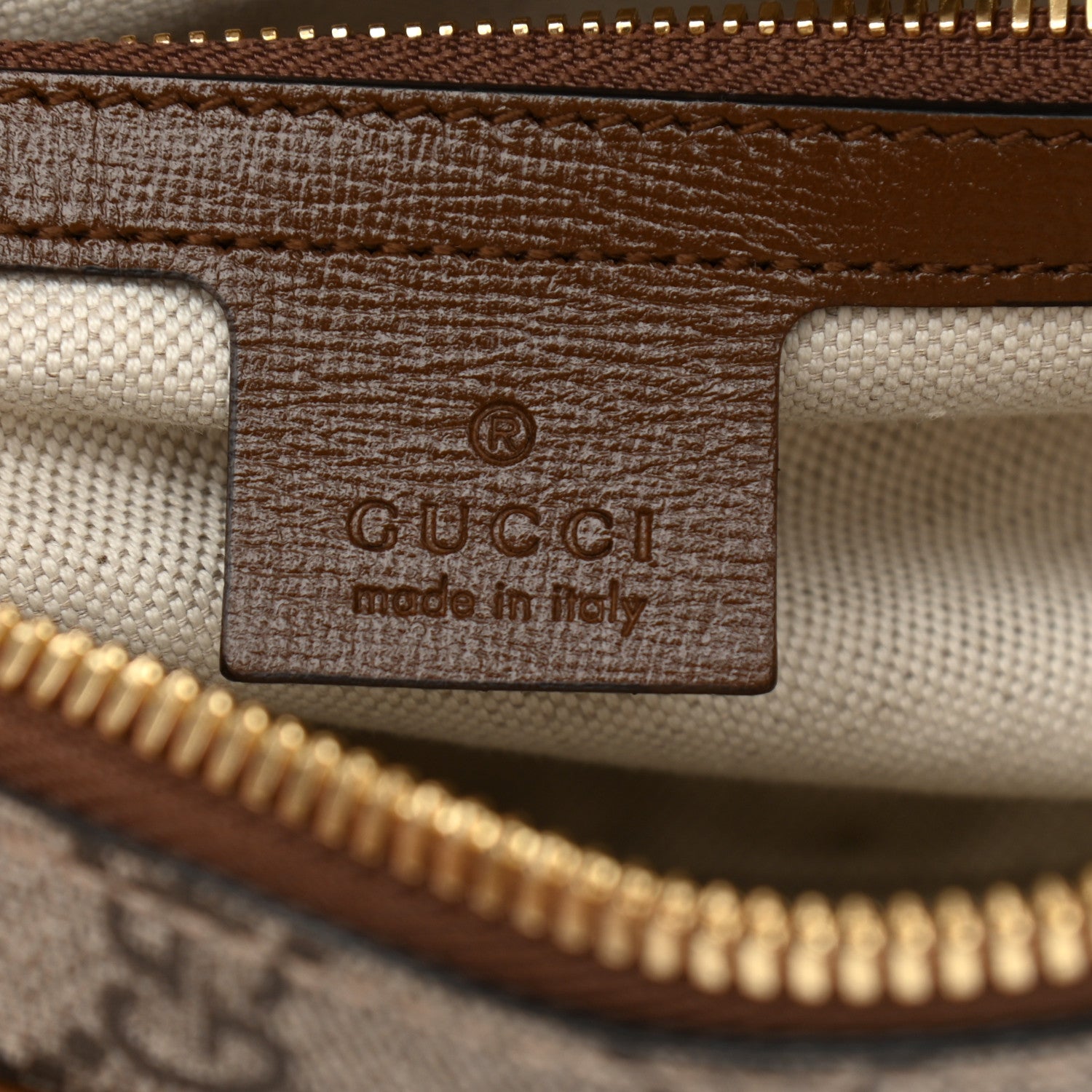 Gucci GG Supreme Monogram Azalea Calfskin Fake/Not Small Retro Interlocking G Belt Bag Beige Ebony Brown Sugar 6 of 8