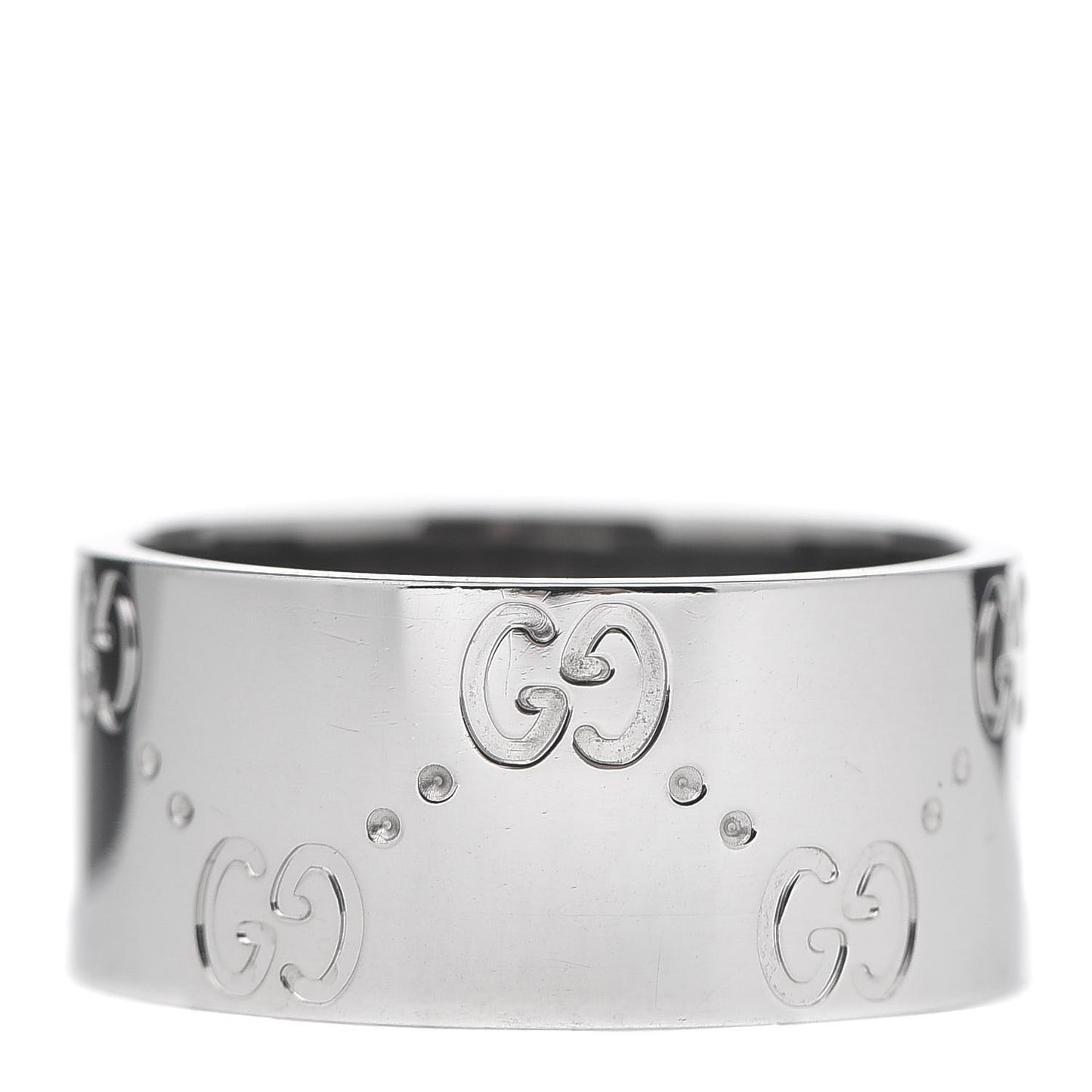 18K White Gold 9mm Icon Band Ring 54 6.75