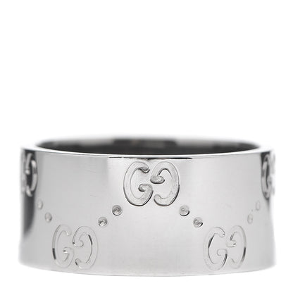 Gucci 18K White Gold 9mm Icon Band Ring 54 6.75 1 of 5