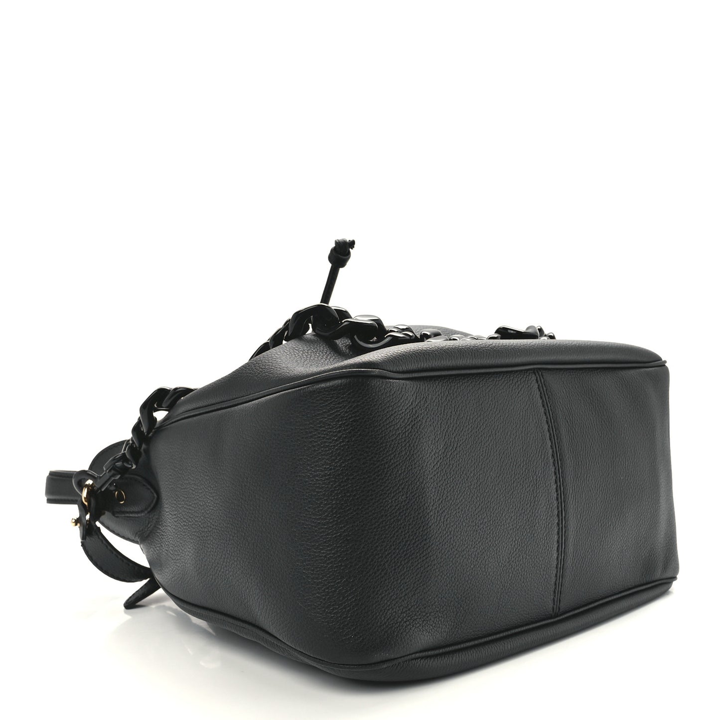 Grained Calfskin La Medusa Bucket Bag Black