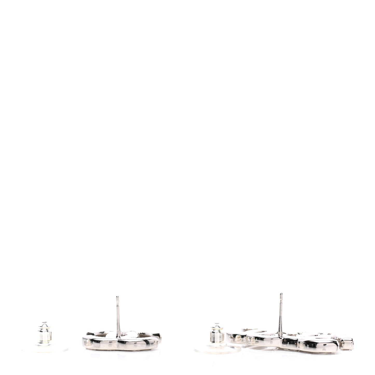 Baguette Crystal Double CC Earrings Silver