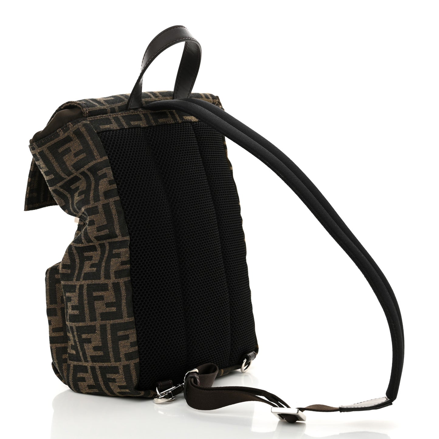 Recycled Fabric Jacquard Vitello Astro FF 1974 Small Fendiness Backpack Tobacco Moro Black