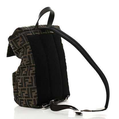 Fendi Recycled Fabric Jacquard Vitello Astro FF 1974 Small Fendiness Backpack Tobacco Moro Black 3 of 10