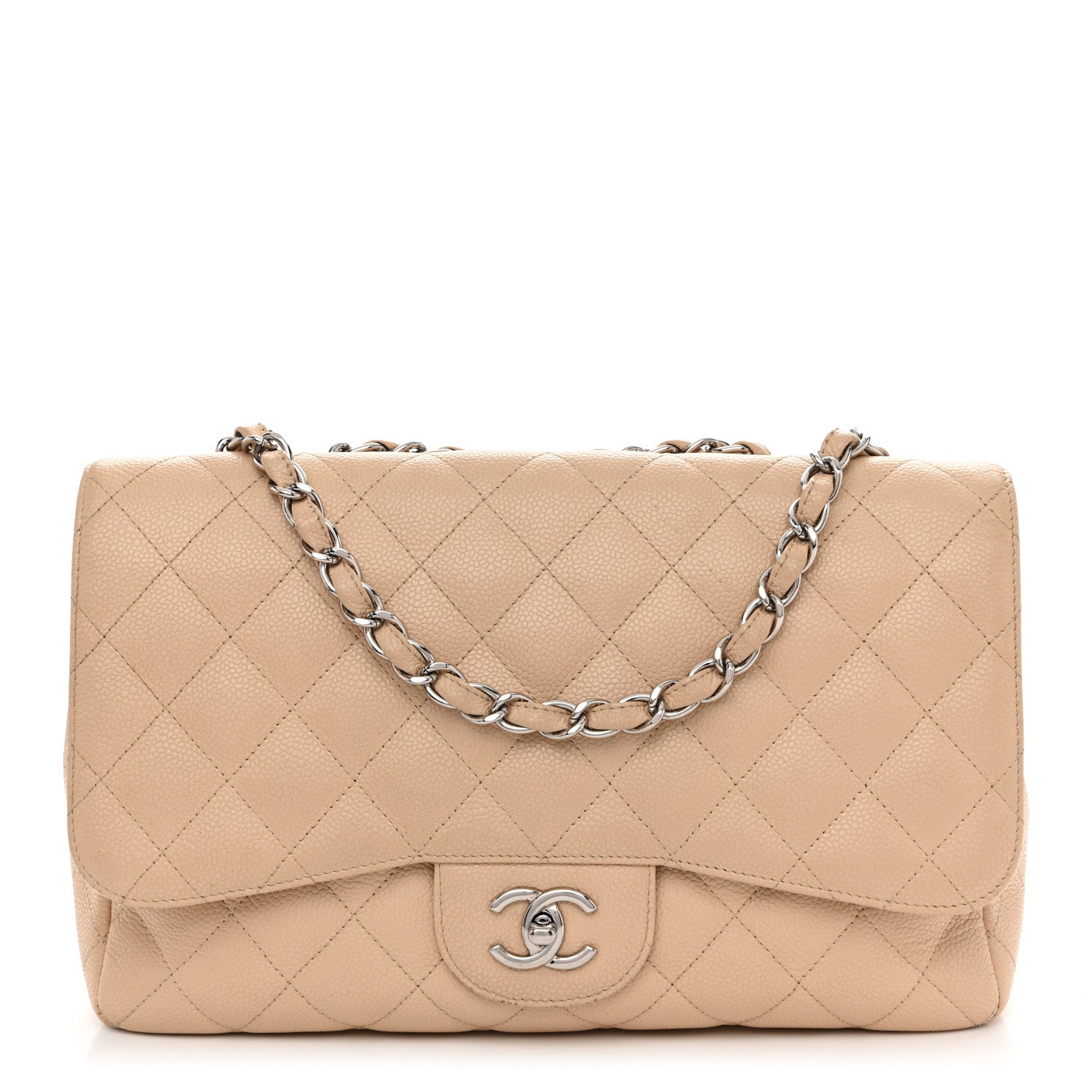 Chanel Caviar Quilted Jumbo Single Flap Beige Clair 1 of 16
