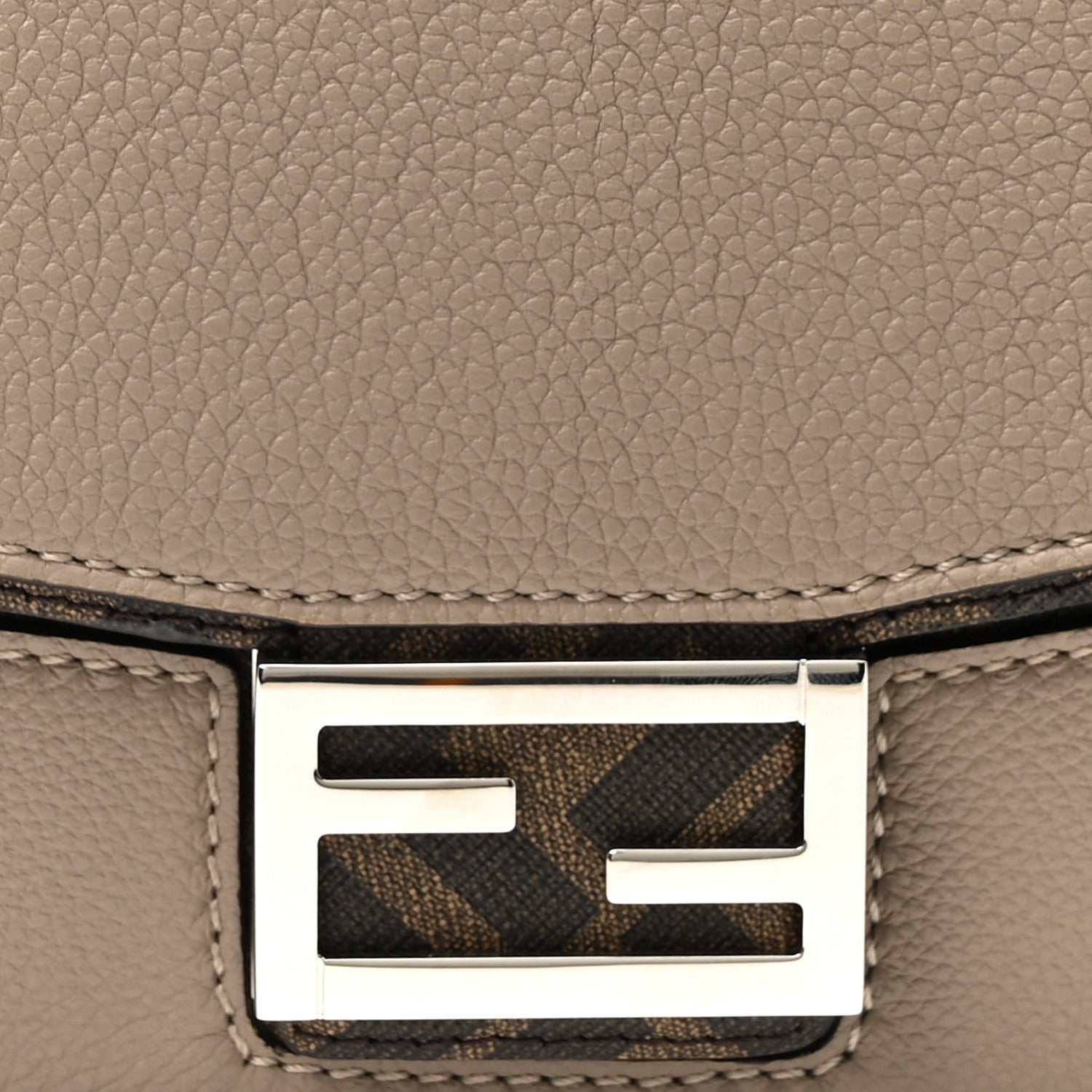 Fendi Vitello Cher Jacquard FF Lines Baguette Soft Trunk Tortora Tobacco Moro 8 of 10