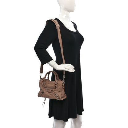 Balenciaga Shiny Goatskin Silver Metallic Edge Hardware Mini City Rose Des Sables 2 of 8