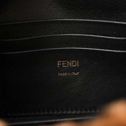 Fendi Shearling Vitello Dolce Macro FF 1974 Mini Baguette Tobacco Black 6 of 12