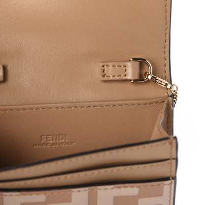 Fendi Vitello Termolagoon F is Fendi FF 1974 Embossed Geometric Flap Wallet On Chain Miele Scuro 8 of 10