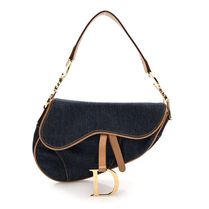Christian Dior Denim Calfskin Saddle Bag Blue 1 of 10