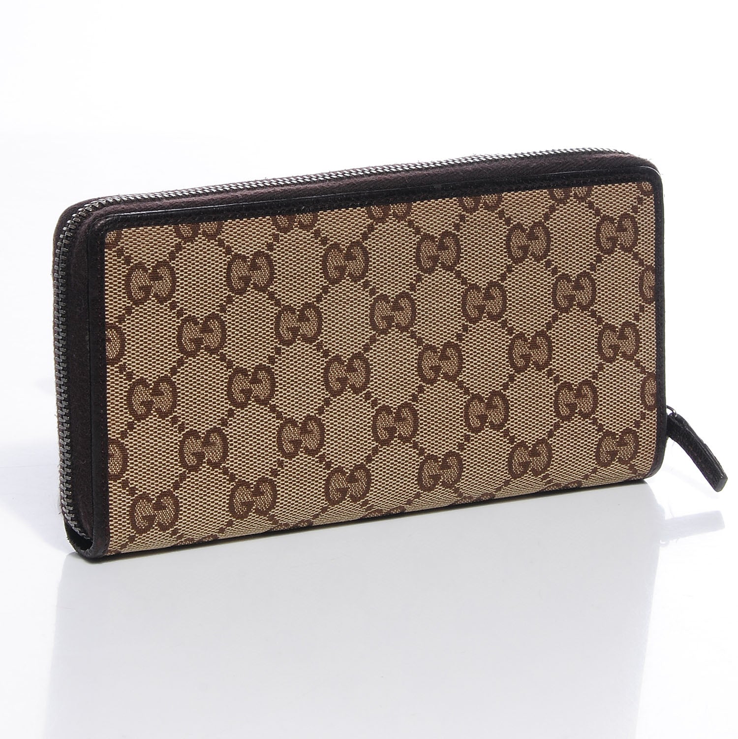Gucci Monogram Metal Bar Zip Around Wallet Dark Brown 3 of 8