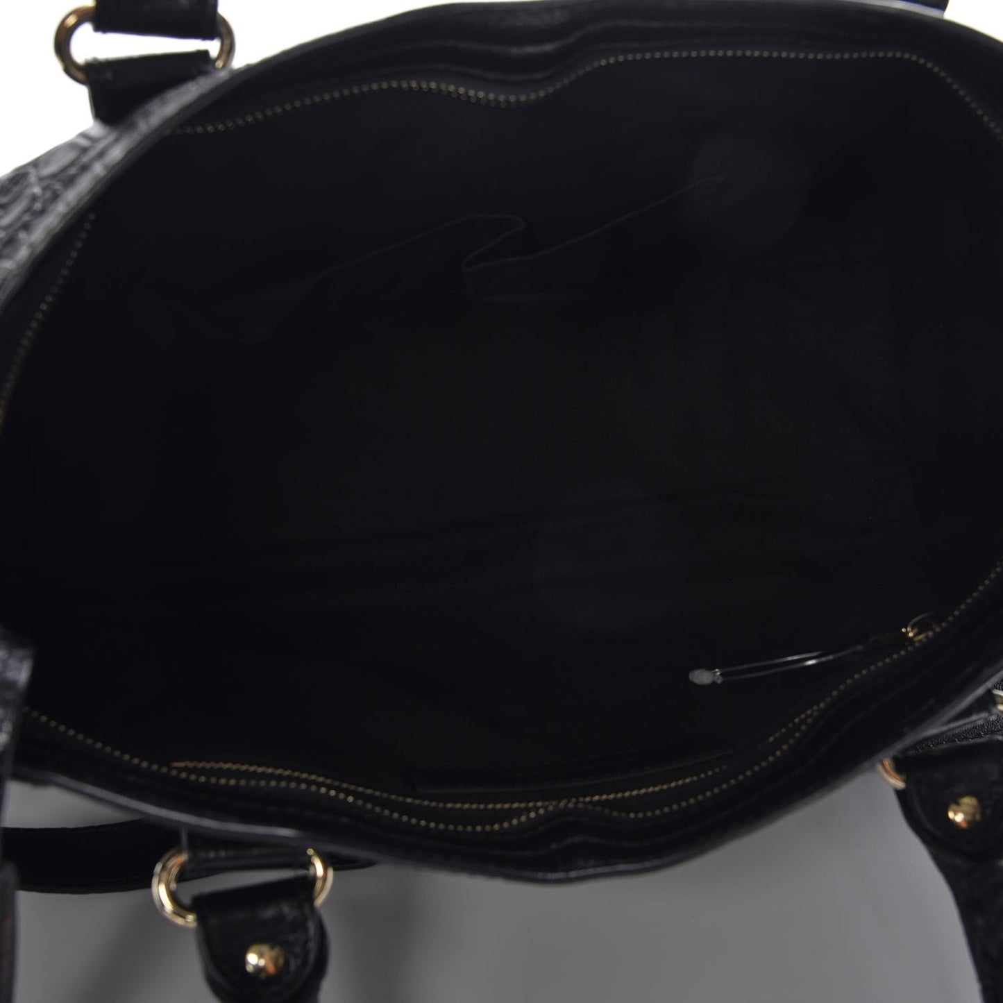 Calfskin Crocodile Embossed Giant 12 Gold Hardware City Black