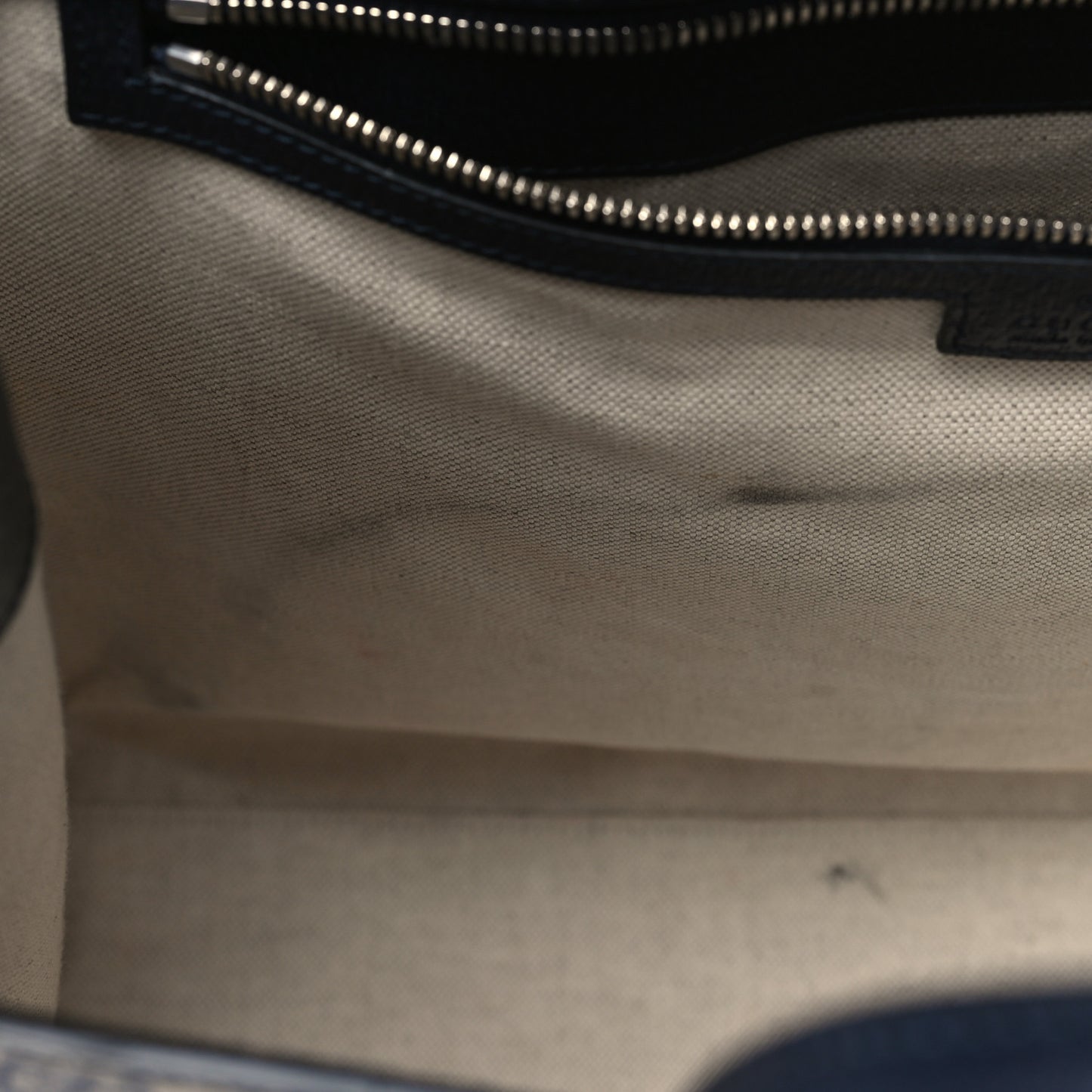 GG Supreme Monogram Textured Dollar Calfskin Web Medium Retro Interlocking G Tote Bag Beige Blue