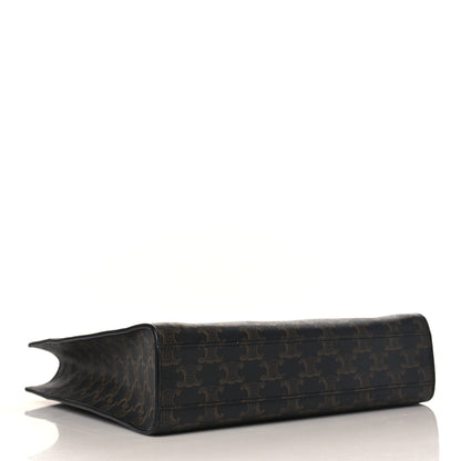 Celine Triomphe Canvas Calfskin Small Vertical Cabas Tan 4 of 8