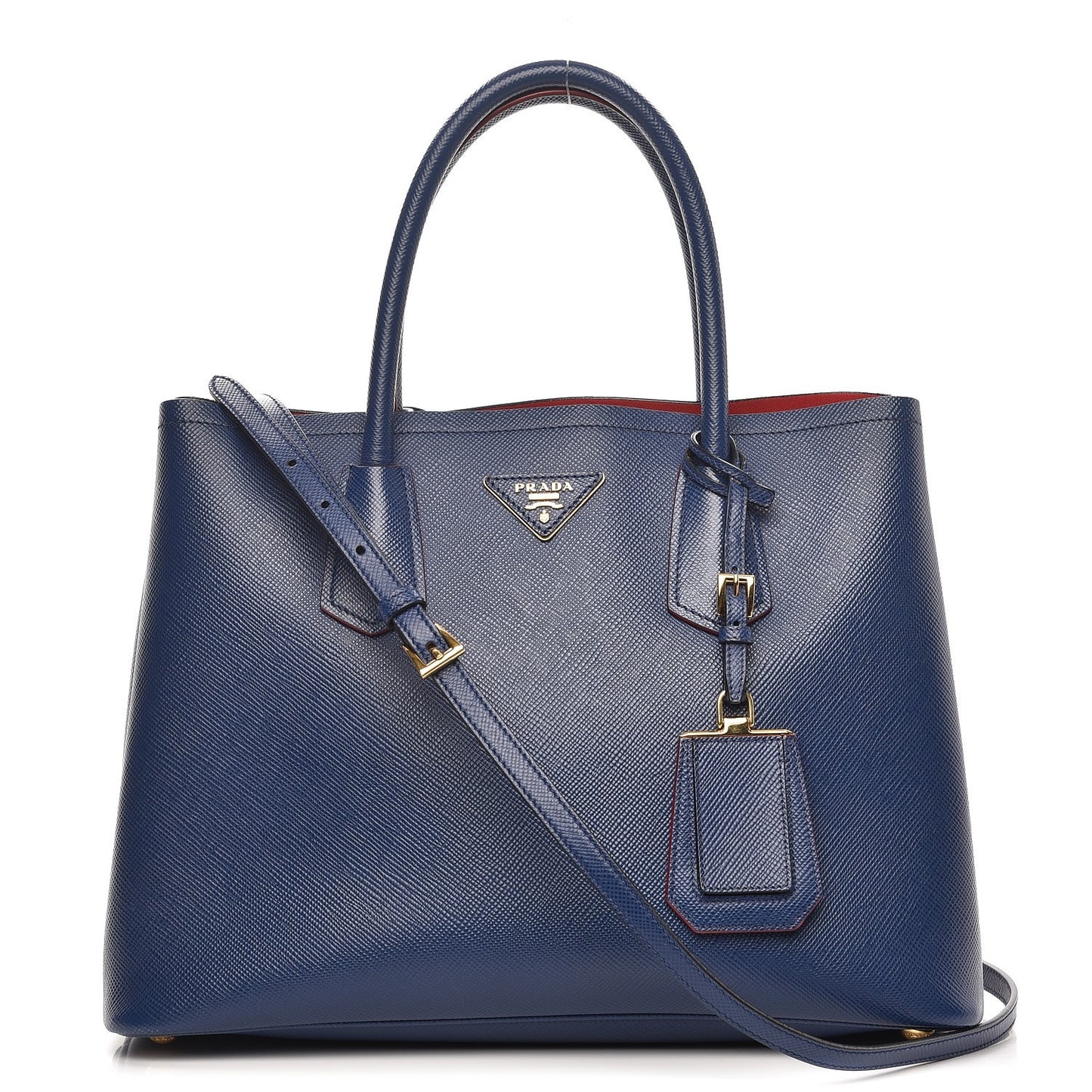Saffiano Cuir Small Double Bag Ink Fire Engine Red