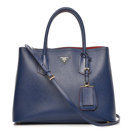 Prada Saffiano Cuir Small Double Bag Ink Fire Engine Red 1 of 9