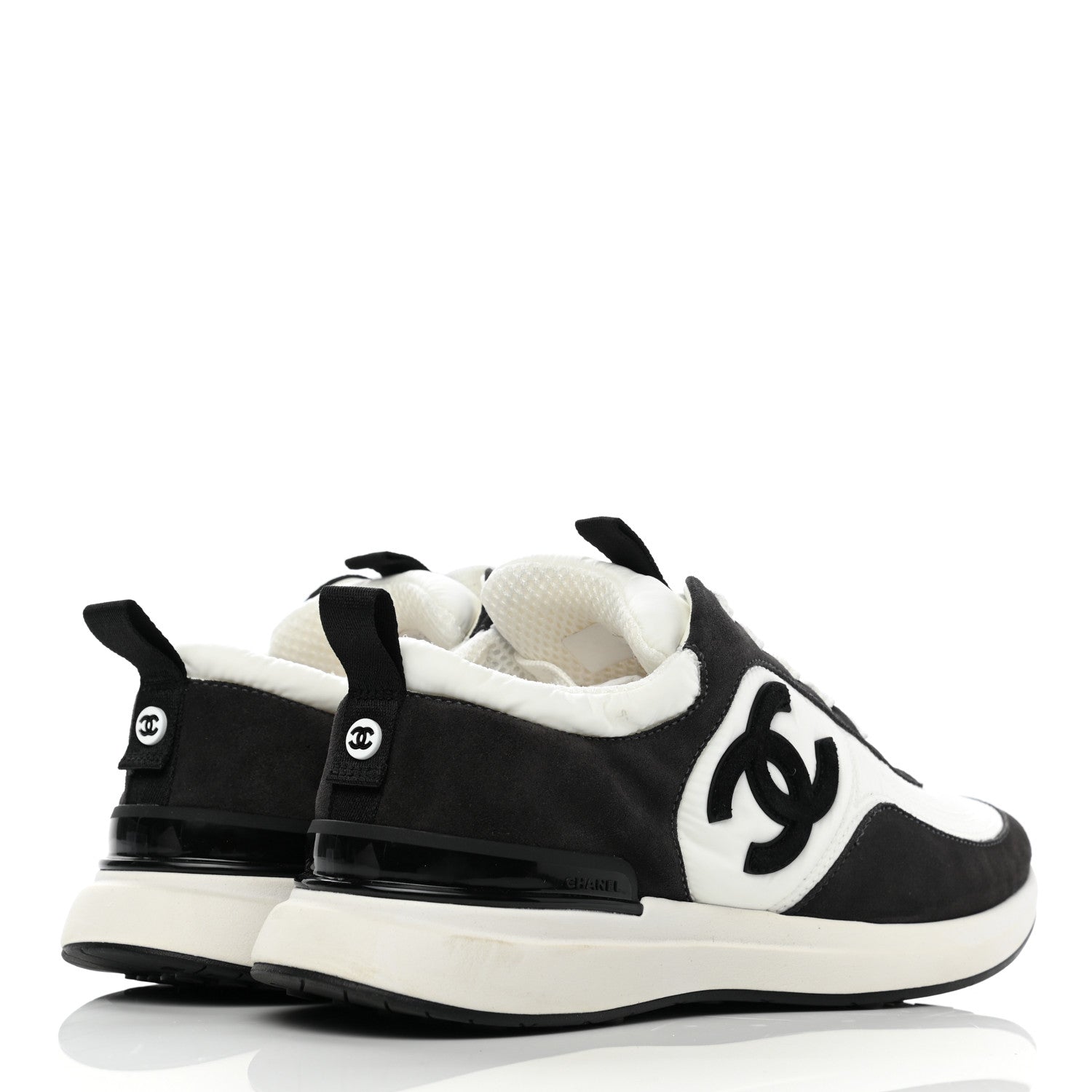 Chanel Nylon Suede Calfskin CC Sneakers 37 White Dark Grey 4 of 8