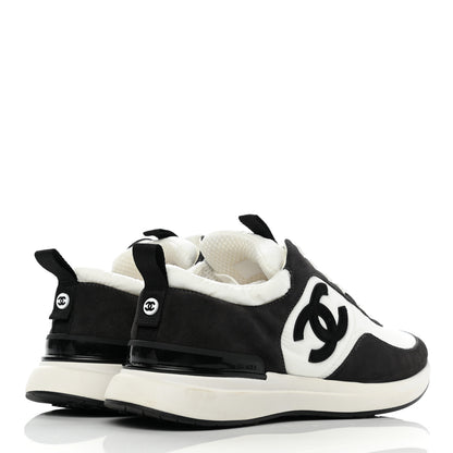 Chanel Nylon Suede Calfskin CC Sneakers 37 White Dark Grey 4 of 8