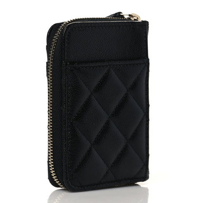 Chanel Caviar Quilted Studded CC Zip Card Holder Black 3 of 8