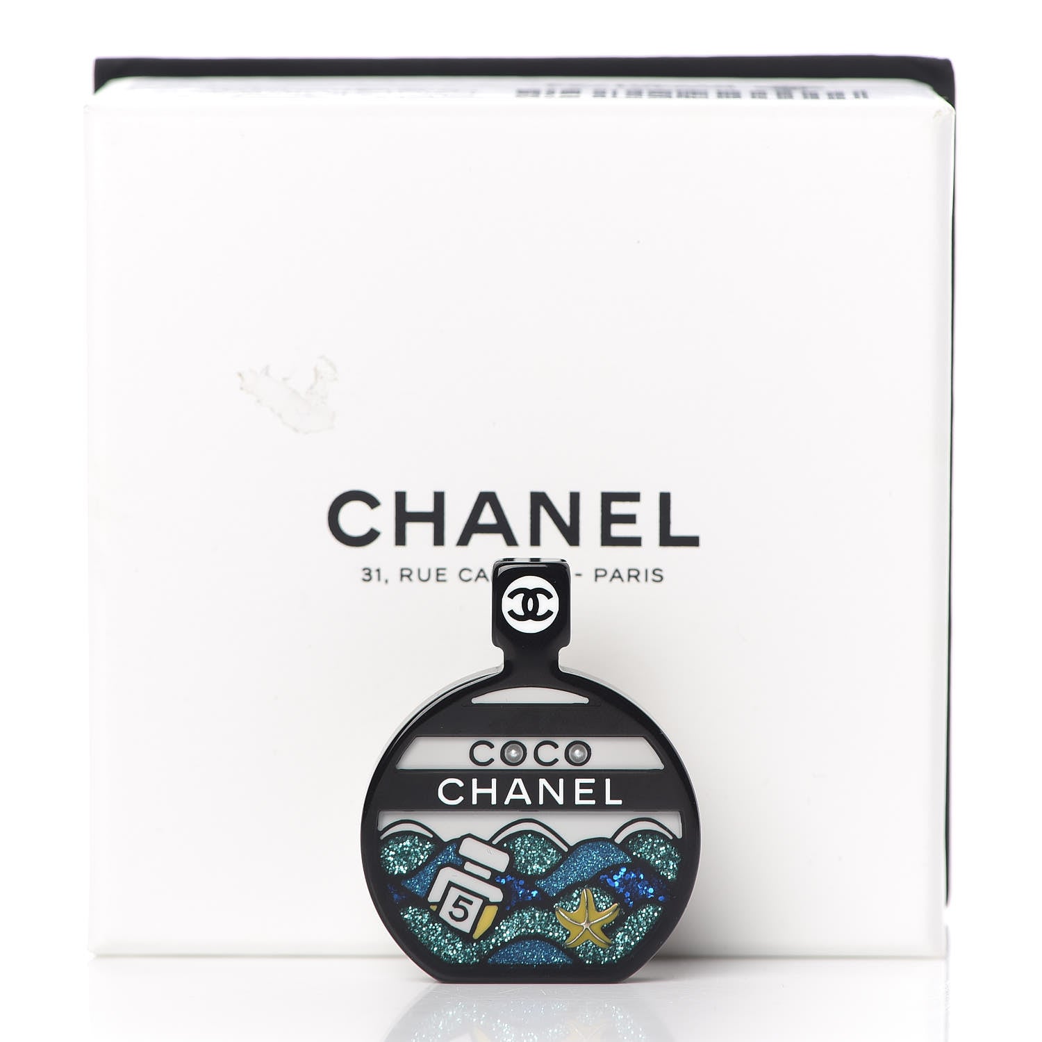 Chanel Resin CC Perfume Bottle Brooch Multicolor 5 of 5