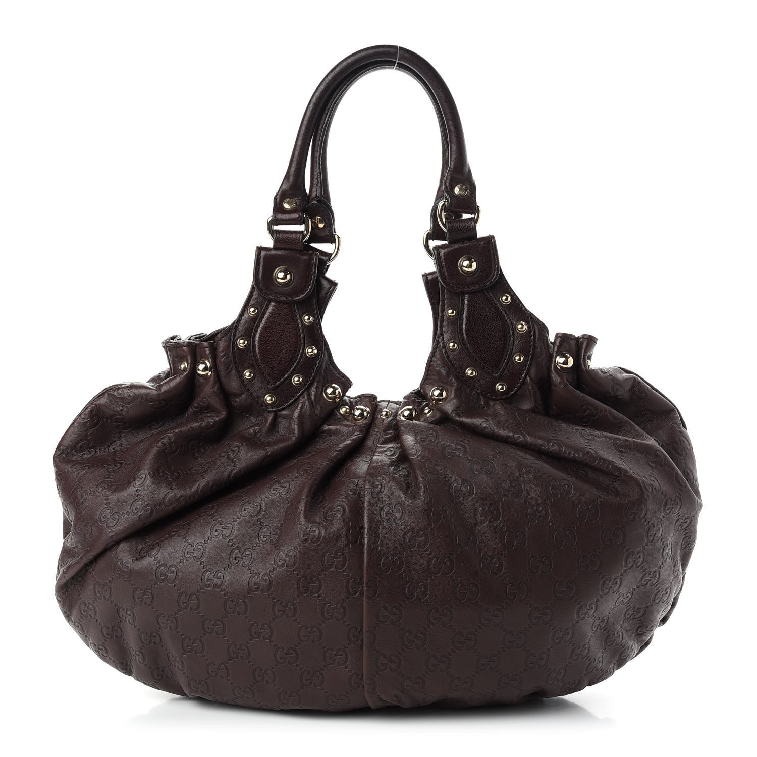Gucci Guccissima Studded Pelham Shoulder Bag Dark Brown 1 of 8