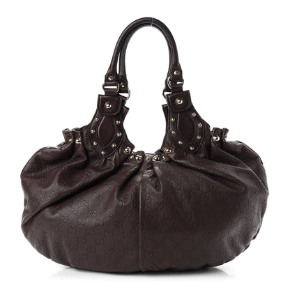 Gucci Guccissima Studded Pelham Shoulder Bag Dark Brown 1 of 8