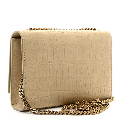 Saint Laurent Crocodile Embossed Nubuck Small Monogram Kate Satchel Nougat Beige 3 of 13