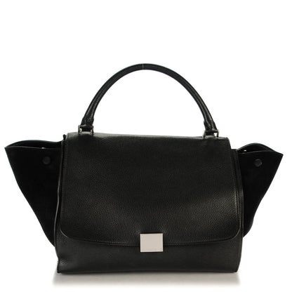 Celine Drummed Calfskin Suede Medium Trapeze Black 1 of 8