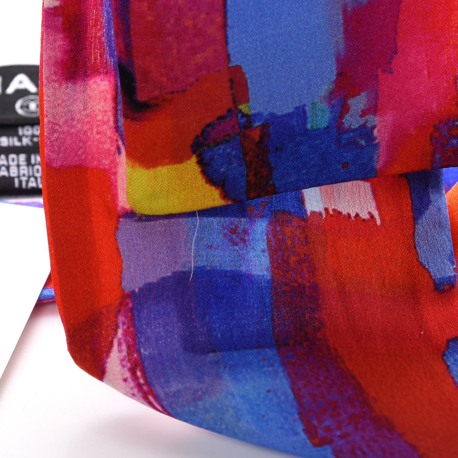 Chanel Silk Slim Bandeau Scarf Blue Red 5 of 5