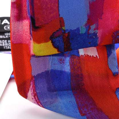 Chanel Silk Slim Bandeau Scarf Blue Red 5 of 5