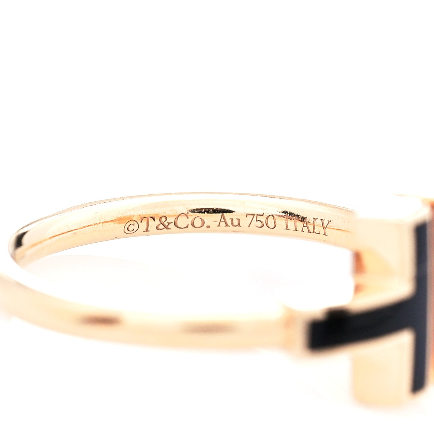 18K Rose Gold Black Onyx T Wire Ring 52 6