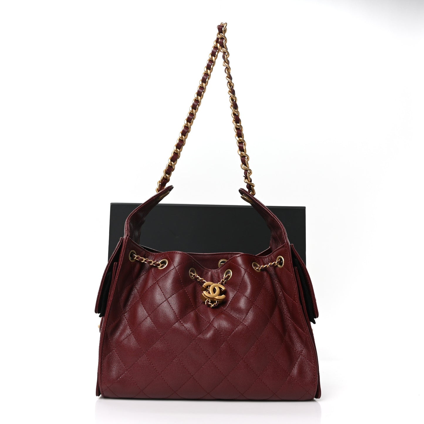 Caviar Quilted Small Chanel 25 Handbag Burgundy