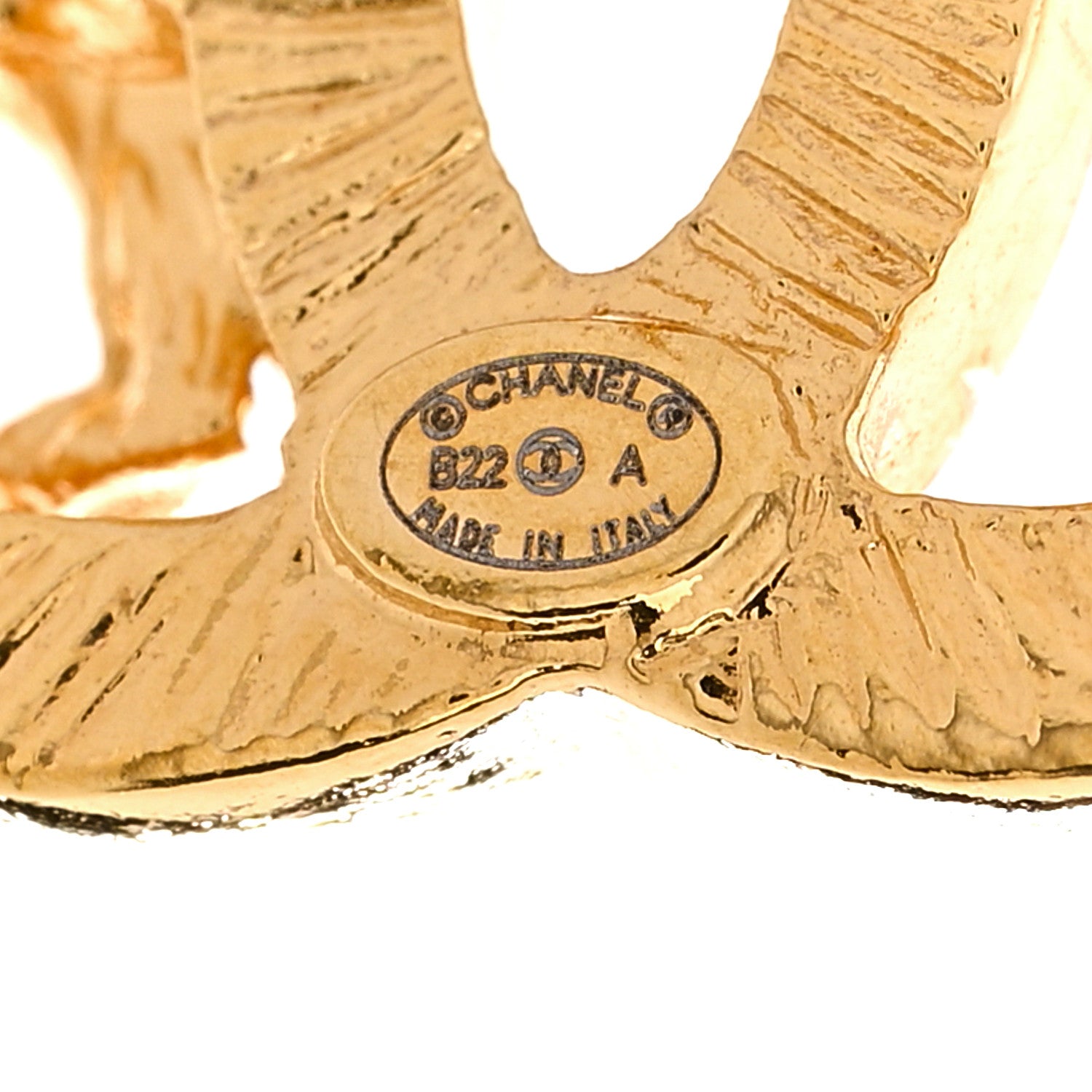 Chanel Metal Textured Lion CC Earrings Gold 3 of 5