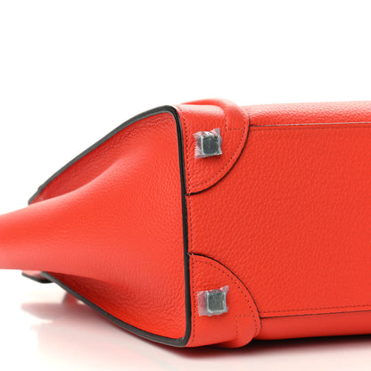 Celine Drummed Calfskin Micro Luggage Vermillion 11 of 12