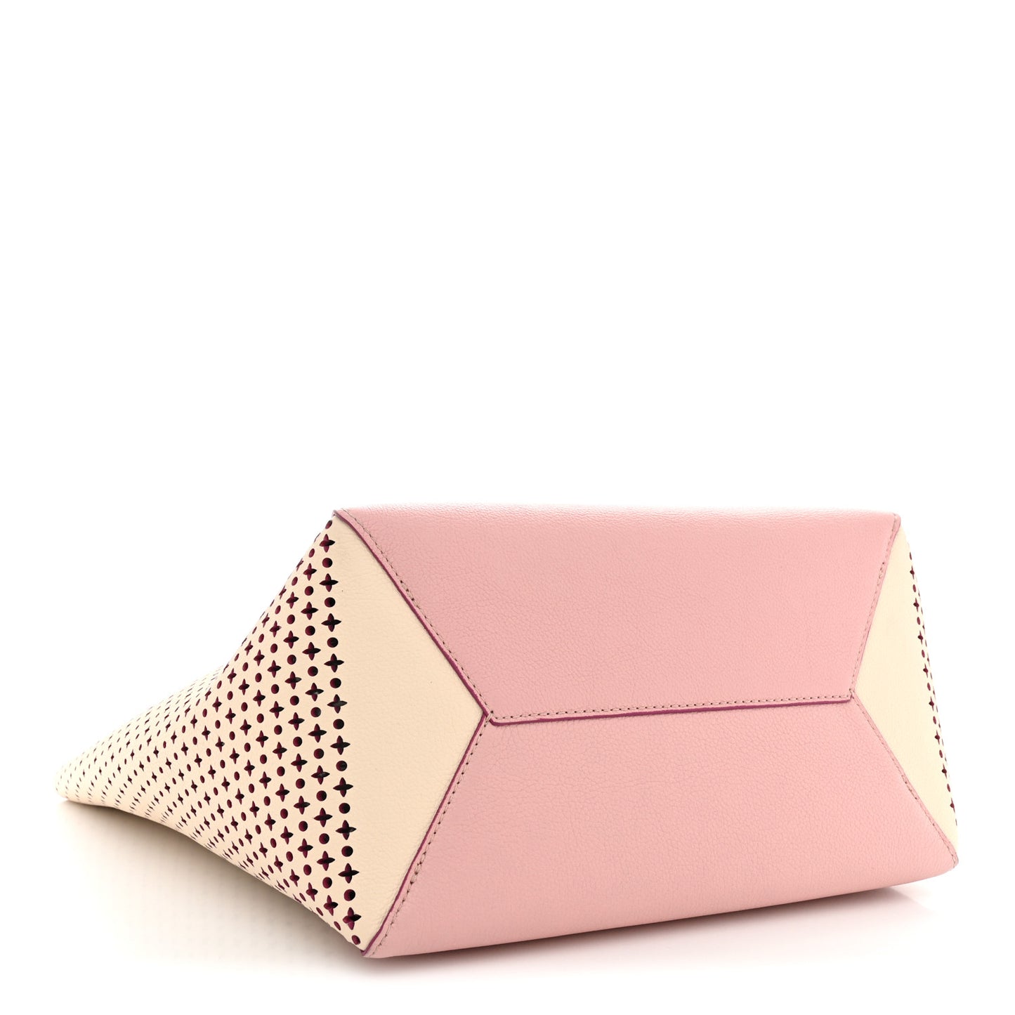 Calfskin Perforated Lockme Cabas Rose Poudre Creme